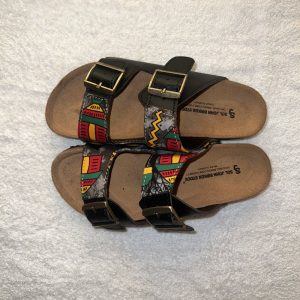 Buckled Black Leather & Kente